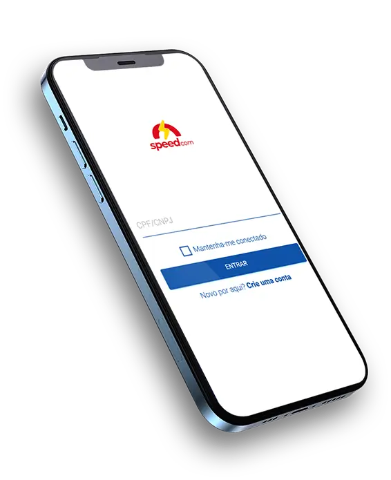 Imagem de um Celular com o App da SpeedCliente aberto