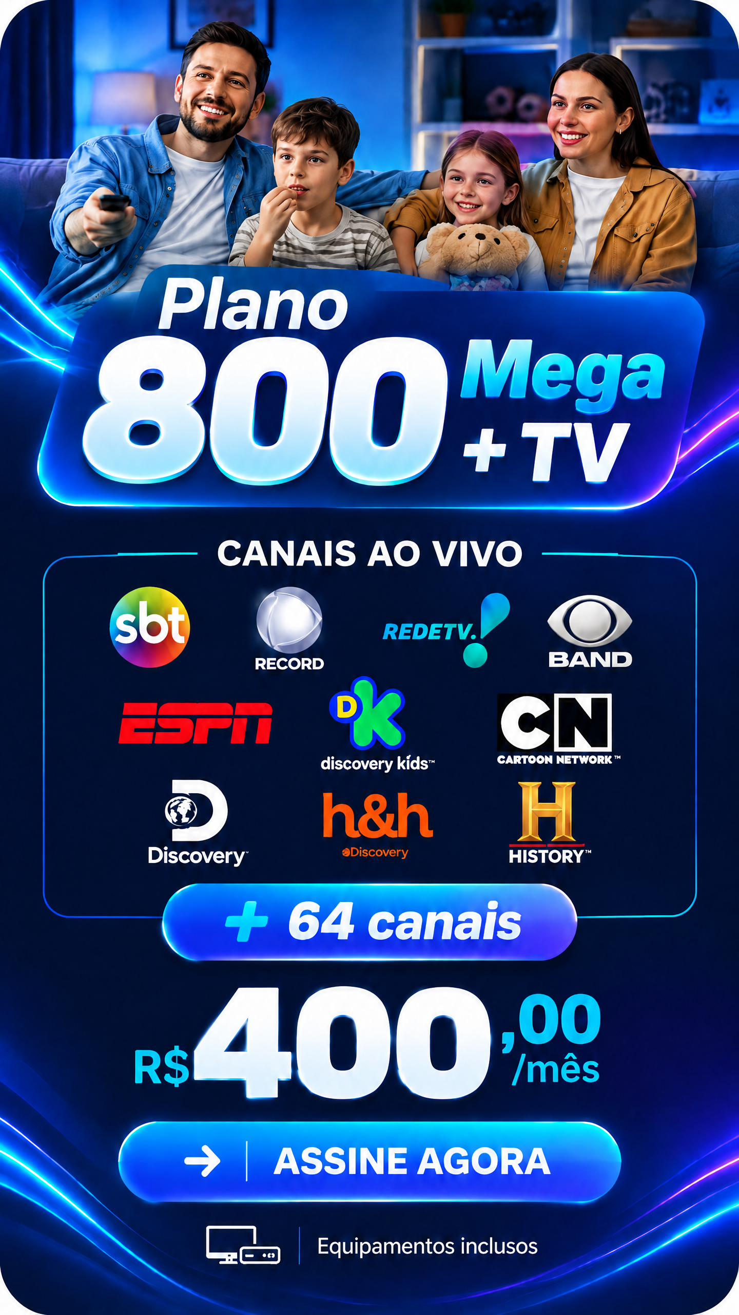 Imagem do Plano de 800MB + TV mega da empresa Speedcom