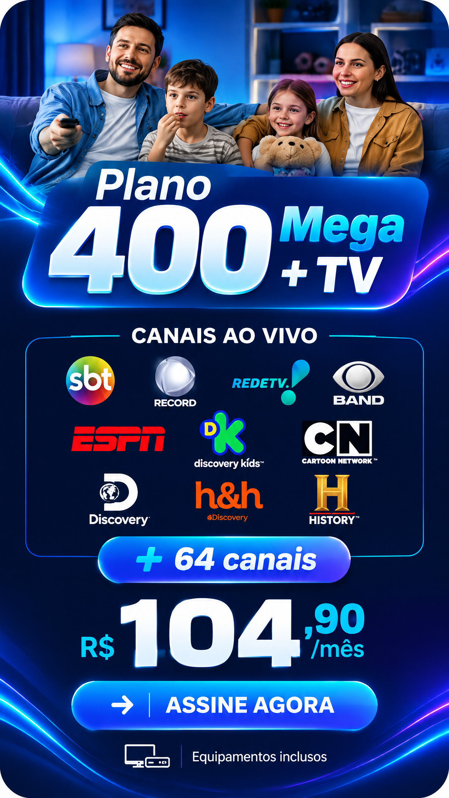 Imagem do Plano de 600MB + TV mega da empresa Speedcom
